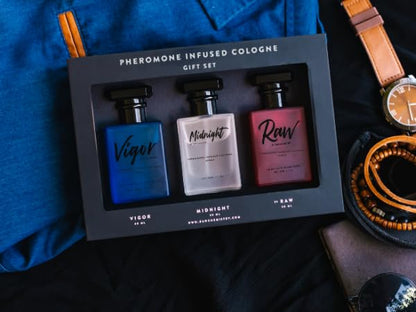 RawChemistry Pheromone Infused Men's Cologne Gift Set - 3 Pack, 1 oz Each