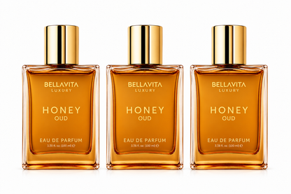 Bellavita Luxury Honey Oud Eau de Parfum - Pack of 3, 100 ml Each (3.4 fl oz)